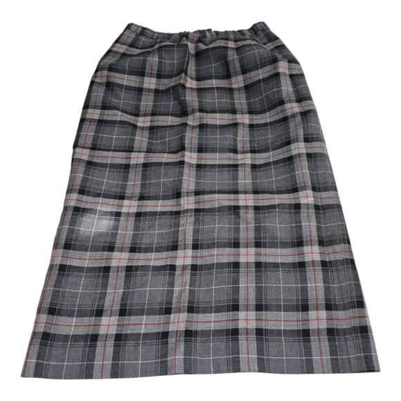 Pendleton Plaid Gray Red and Black Virgin Wool Midi Skirt Size Medium - Picture 4 of 11